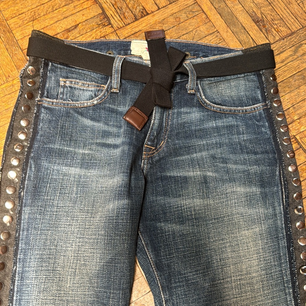 MARNI Current Elliott Embellished Belted Jeans 24 - Picture 4 of 7